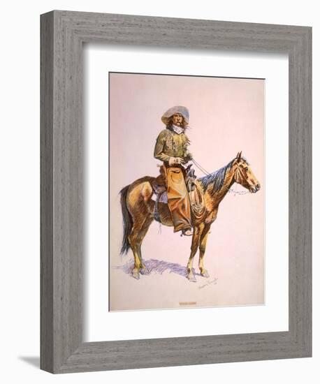 Arizona Cow-Boy on Horseback, Pastel Drawing by Frederic Remington, Ca, 1900--Framed Art Print