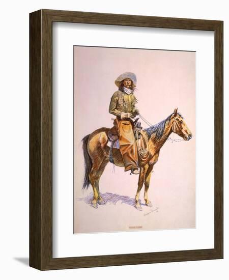 Arizona Cow-Boy on Horseback, Pastel Drawing by Frederic Remington, Ca, 1900-null-Framed Art Print