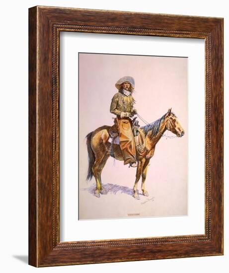 Arizona Cow-Boy on Horseback, Pastel Drawing by Frederic Remington, Ca, 1900-null-Framed Art Print