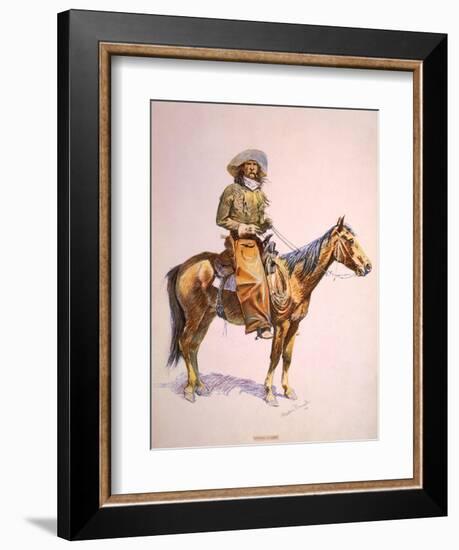 Arizona Cow-Boy on Horseback, Pastel Drawing by Frederic Remington, Ca, 1900--Framed Art Print
