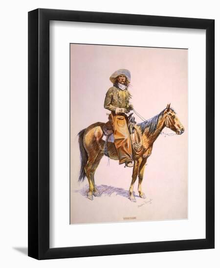 Arizona Cow-Boy on Horseback, Pastel Drawing by Frederic Remington, Ca, 1900--Framed Art Print