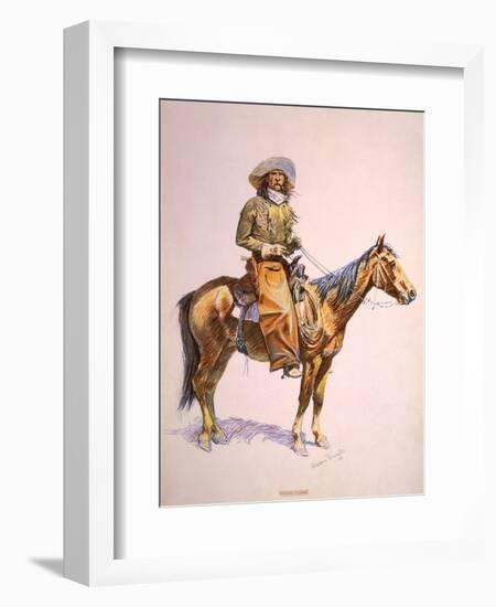 Arizona Cow-Boy on Horseback, Pastel Drawing by Frederic Remington, Ca, 1900-null-Framed Art Print