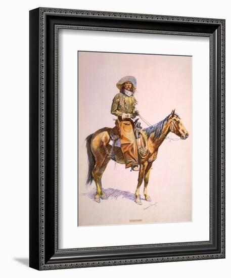 Arizona Cow-Boy on Horseback, Pastel Drawing by Frederic Remington, Ca, 1900-null-Framed Art Print