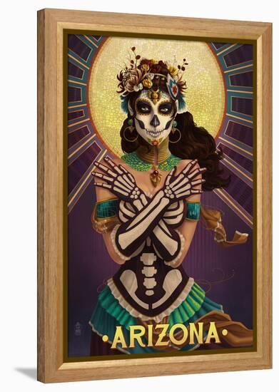 Arizona - Day of the Dead Crossbones-Lantern Press-Framed Stretched Canvas