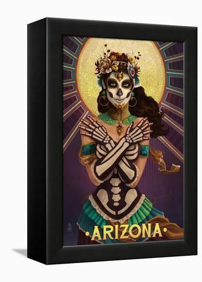 Arizona - Day of the Dead Crossbones-Lantern Press-Framed Stretched Canvas