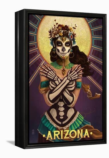 Arizona - Day of the Dead Crossbones-Lantern Press-Framed Stretched Canvas