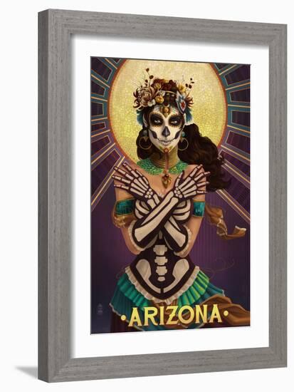 Arizona - Day of the Dead Crossbones-Lantern Press-Framed Premium Giclee Print