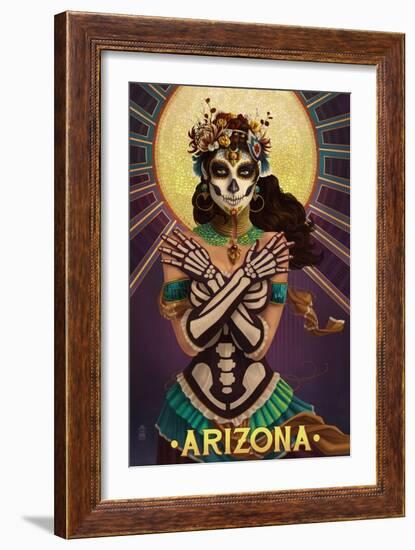 Arizona - Day of the Dead Crossbones-Lantern Press-Framed Premium Giclee Print