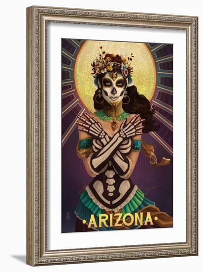 Arizona - Day of the Dead Crossbones-Lantern Press-Framed Art Print