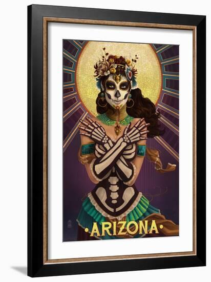 Arizona - Day of the Dead Crossbones-Lantern Press-Framed Art Print