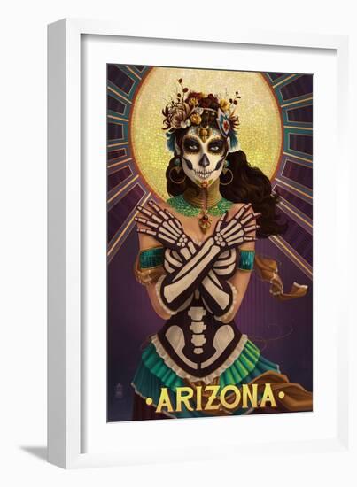 Arizona - Day of the Dead Crossbones-Lantern Press-Framed Art Print