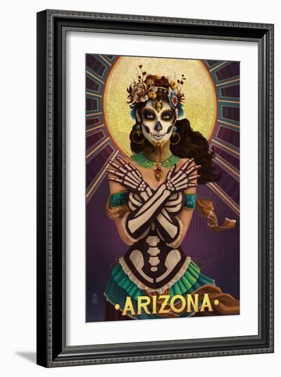 Arizona - Day of the Dead Crossbones-Lantern Press-Framed Art Print