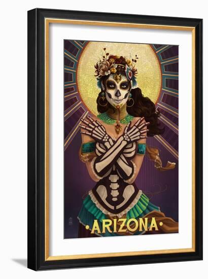 Arizona - Day of the Dead Crossbones-Lantern Press-Framed Art Print