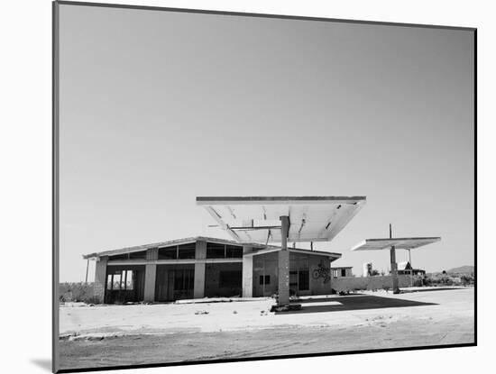 Arizona Deserted Gas Station Architecture Landscape, Two Guns Ghost Town in Black and White 3-Kevin Lange-Mounted Photographic Print