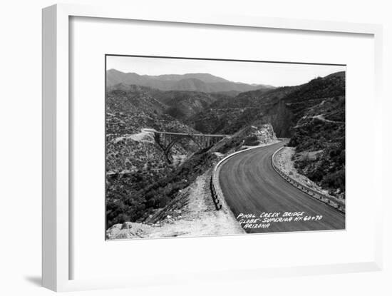 Arizona - Globe-Superior Hwy View of Pinal Creek Bridge-Lantern Press-Framed Art Print