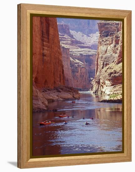 Arizona, Grand Canyon, Kayaks and Rafts on the Colorado River Pass Through the Inner Canyon, USA-John Warburton-lee-Framed Premier Image Canvas