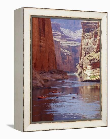 Arizona, Grand Canyon, Kayaks and Rafts on the Colorado River Pass Through the Inner Canyon, USA-John Warburton-lee-Framed Premier Image Canvas