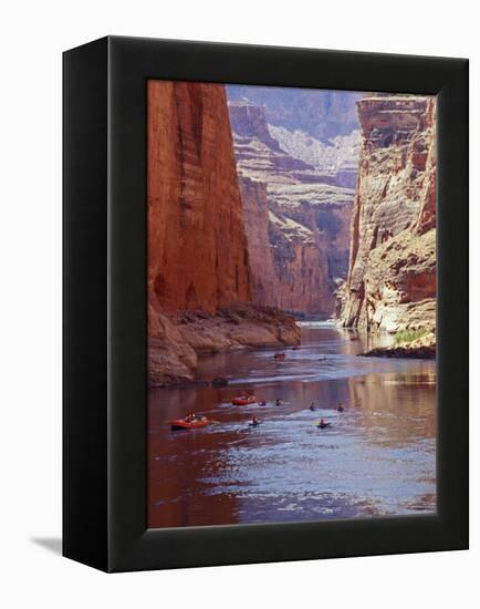 Arizona, Grand Canyon, Kayaks and Rafts on the Colorado River Pass Through the Inner Canyon, USA-John Warburton-lee-Framed Premier Image Canvas