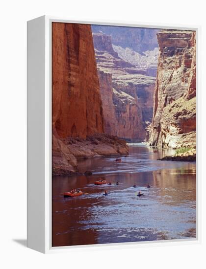 Arizona, Grand Canyon, Kayaks and Rafts on the Colorado River Pass Through the Inner Canyon, USA-John Warburton-lee-Framed Premier Image Canvas