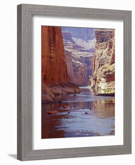 Arizona, Grand Canyon, Kayaks and Rafts on the Colorado River Pass Through the Inner Canyon, USA-John Warburton-lee-Framed Photographic Print