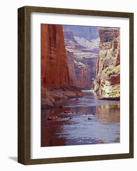 Arizona, Grand Canyon, Kayaks and Rafts on the Colorado River Pass Through the Inner Canyon, USA-John Warburton-lee-Framed Photographic Print