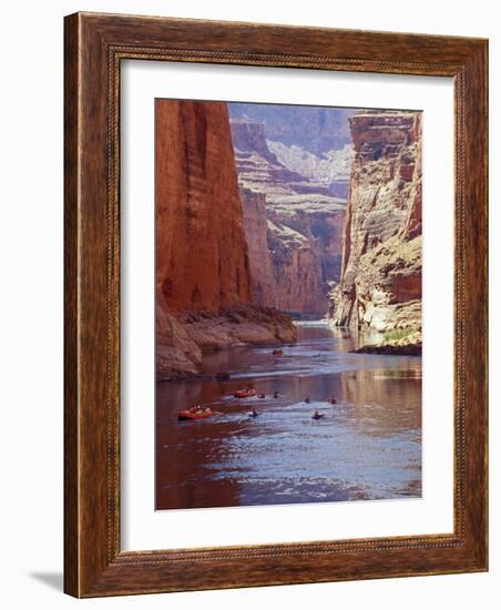 Arizona, Grand Canyon, Kayaks and Rafts on the Colorado River Pass Through the Inner Canyon, USA-John Warburton-lee-Framed Photographic Print