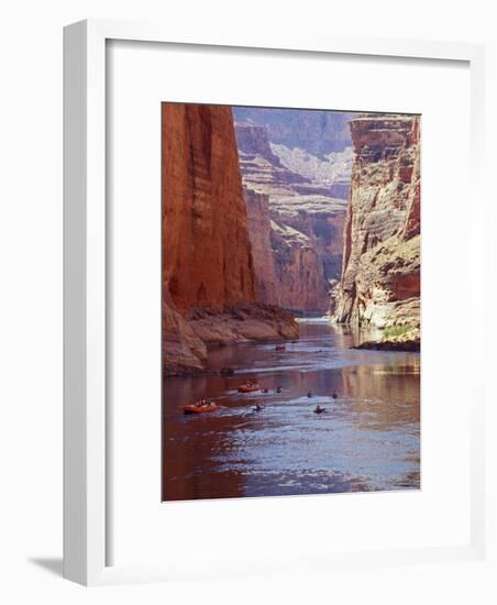 Arizona, Grand Canyon, Kayaks and Rafts on the Colorado River Pass Through the Inner Canyon, USA-John Warburton-lee-Framed Photographic Print