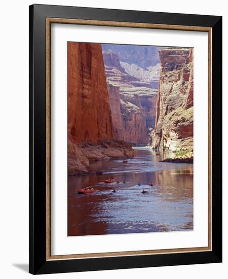 Arizona, Grand Canyon, Kayaks and Rafts on the Colorado River Pass Through the Inner Canyon, USA-John Warburton-lee-Framed Photographic Print