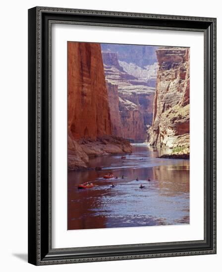 Arizona, Grand Canyon, Kayaks and Rafts on the Colorado River Pass Through the Inner Canyon, USA-John Warburton-lee-Framed Photographic Print