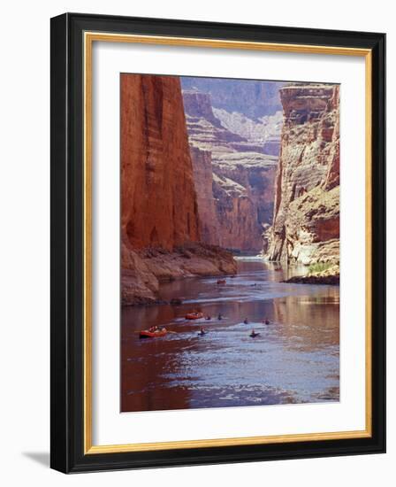 Arizona, Grand Canyon, Kayaks and Rafts on the Colorado River Pass Through the Inner Canyon, USA-John Warburton-lee-Framed Photographic Print