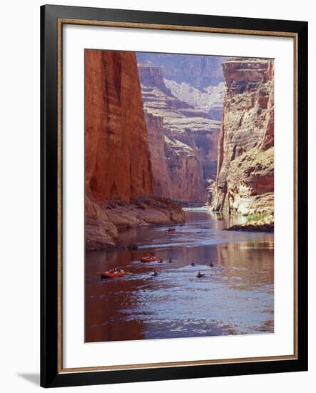 Arizona, Grand Canyon, Kayaks and Rafts on the Colorado River Pass Through the Inner Canyon, USA-John Warburton-lee-Framed Photographic Print