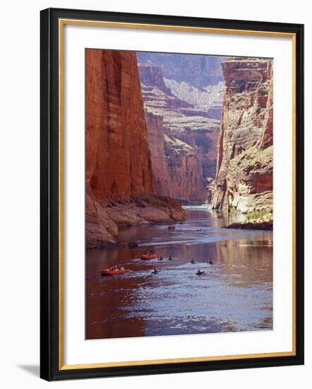 Arizona, Grand Canyon, Kayaks and Rafts on the Colorado River Pass Through the Inner Canyon, USA-John Warburton-lee-Framed Photographic Print