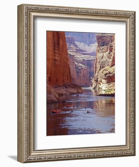 Arizona, Grand Canyon, Kayaks and Rafts on the Colorado River Pass Through the Inner Canyon, USA-John Warburton-lee-Framed Premium Photographic Print