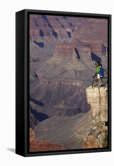 Arizona, Grand Canyon National Park, Grand Canyon and Tourists at Mather Point-David Wall-Framed Premier Image Canvas