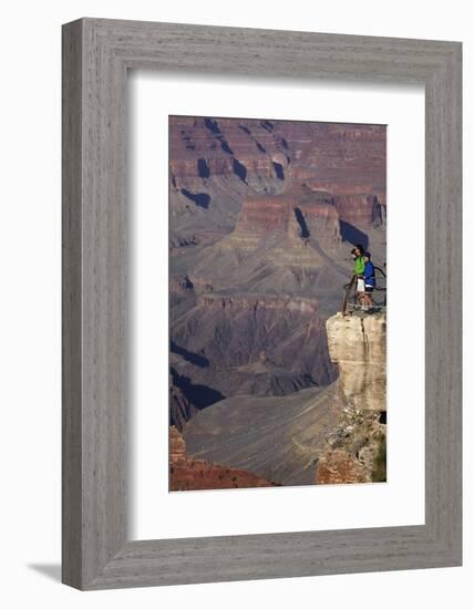 Arizona, Grand Canyon National Park, Grand Canyon and Tourists at Mather Point-David Wall-Framed Photographic Print