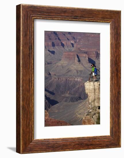 Arizona, Grand Canyon National Park, Grand Canyon and Tourists at Mather Point-David Wall-Framed Photographic Print