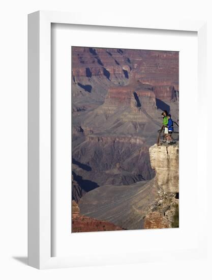 Arizona, Grand Canyon National Park, Grand Canyon and Tourists at Mather Point-David Wall-Framed Photographic Print