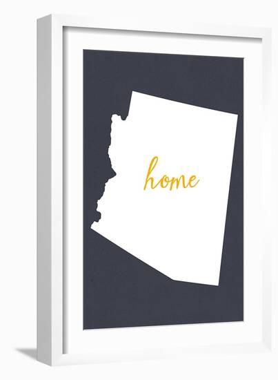 Arizona - Home State- Gray on White-Lantern Press-Framed Art Print