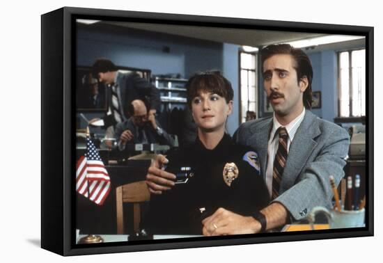 Arizona Junior RAISING ARIZONA by Joel Coen and Ethan Coen with Holly Hunter and Nicolas Cage, 1987-null-Framed Stretched Canvas