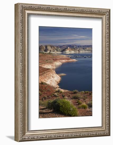 Arizona, Lake Powell at Wahweap, Far Shoreline Is in Utah-David Wall-Framed Photographic Print