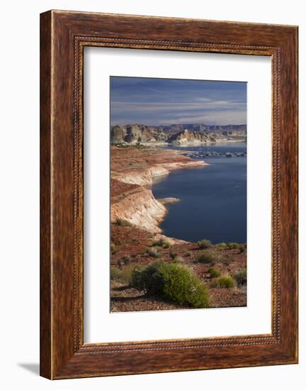 Arizona, Lake Powell at Wahweap, Far Shoreline Is in Utah-David Wall-Framed Photographic Print