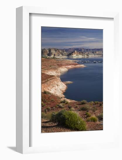 Arizona, Lake Powell at Wahweap, Far Shoreline Is in Utah-David Wall-Framed Photographic Print