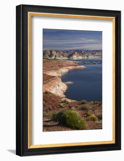 Arizona, Lake Powell at Wahweap, Far Shoreline Is in Utah-David Wall-Framed Photographic Print