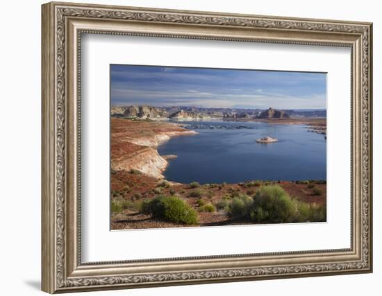 Arizona, Lake Powell at Wahweap, Far Shoreline Is in Utah-David Wall-Framed Photographic Print