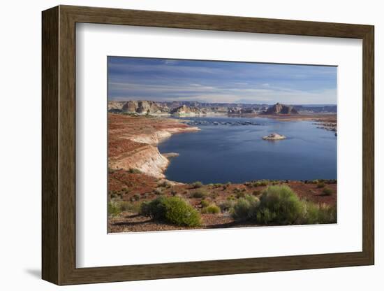 Arizona, Lake Powell at Wahweap, Far Shoreline Is in Utah-David Wall-Framed Photographic Print