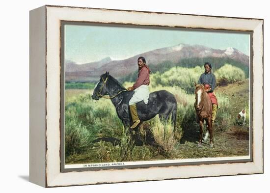 Arizona - Navajo Men on Horseback-Lantern Press-Framed Stretched Canvas