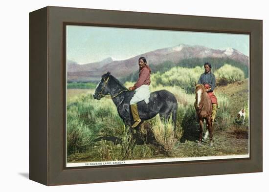 Arizona - Navajo Men on Horseback-Lantern Press-Framed Stretched Canvas