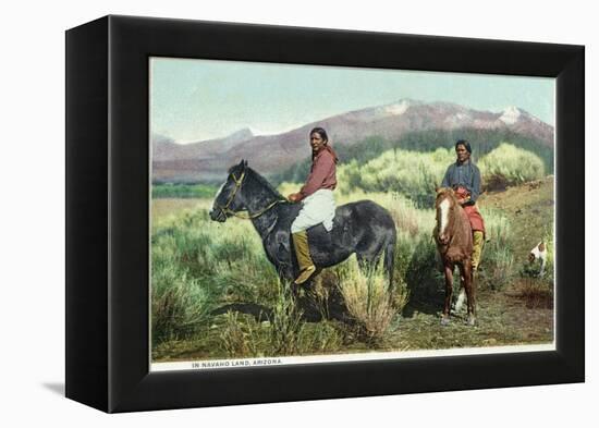 Arizona - Navajo Men on Horseback-Lantern Press-Framed Stretched Canvas