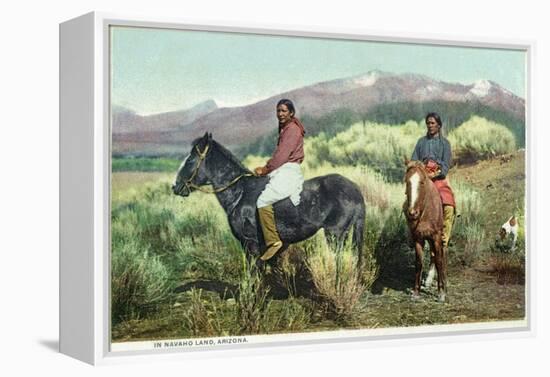 Arizona - Navajo Men on Horseback-Lantern Press-Framed Stretched Canvas