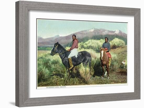 Arizona - Navajo Men on Horseback-Lantern Press-Framed Art Print